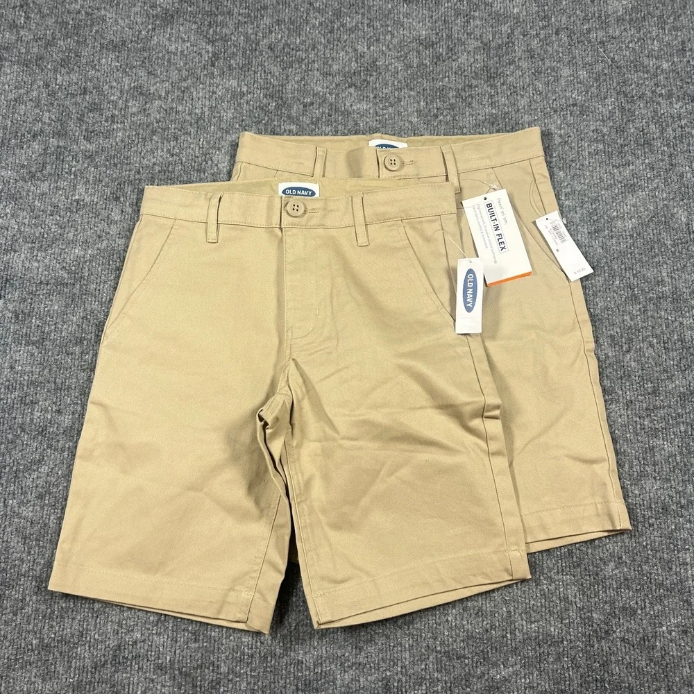 Old Navy Built in Flex Chino Shorts‎ Kids 8 Beige Stretch Mid Rise Lot of 2